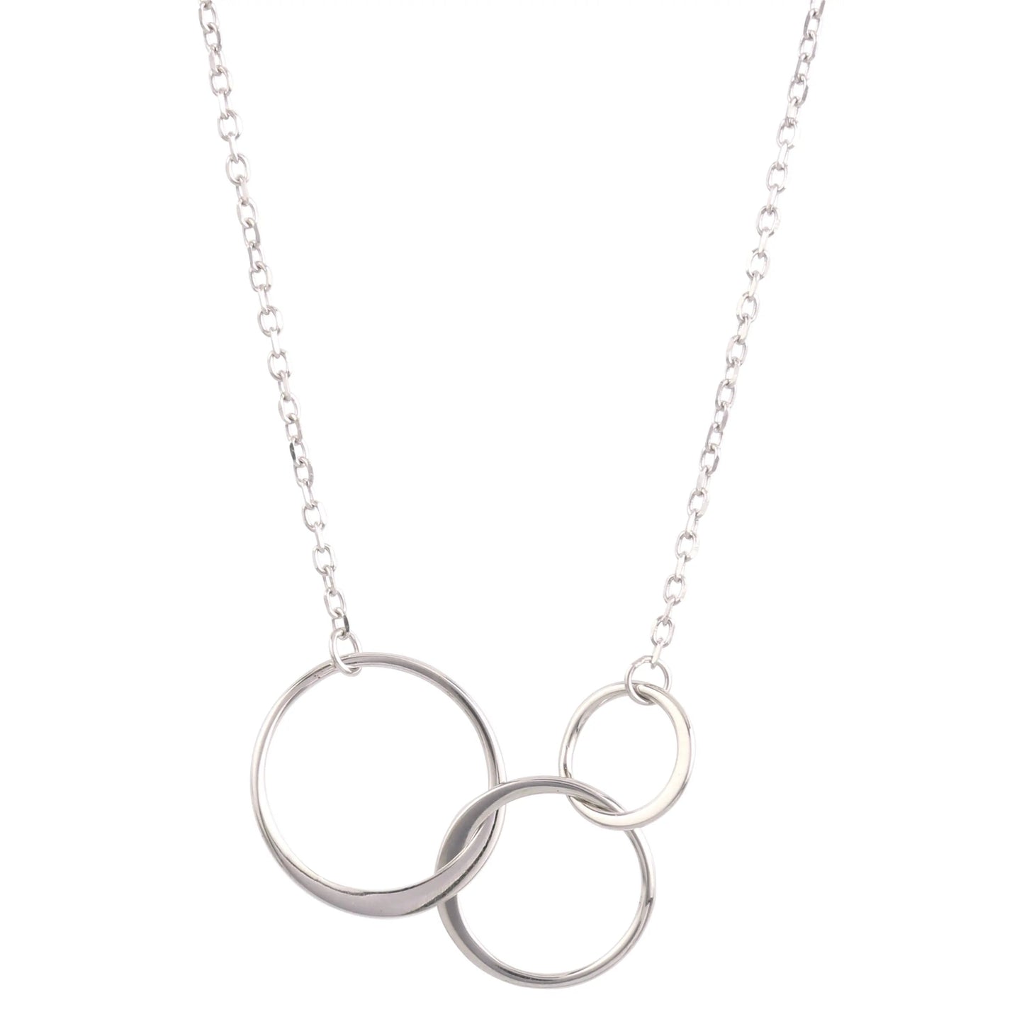 Elegant Three Circle Interlocking Pendant Necklace in 925 Sterling Silver